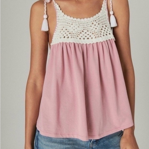 Lucky Brand Tops - Lucky Brand Pink and White Cotton Tank